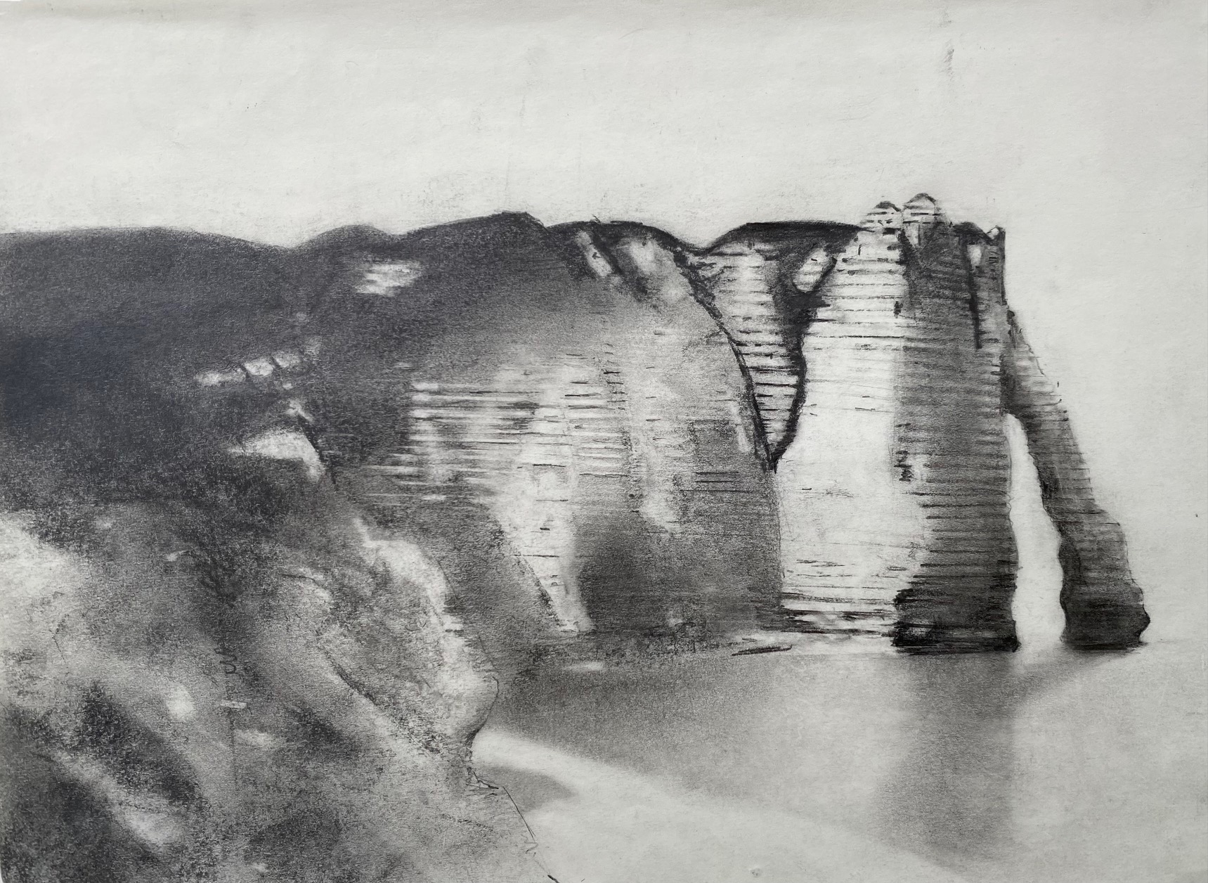 Cliffs at Etretat drawing by Steve Bradbury